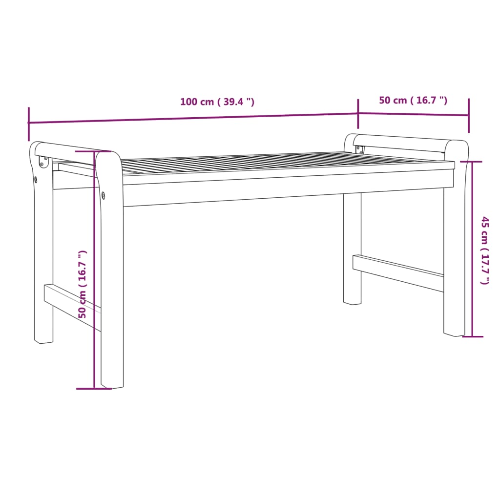 Skura Garden 2 Seater Bench - Acacia Wood - 100cm