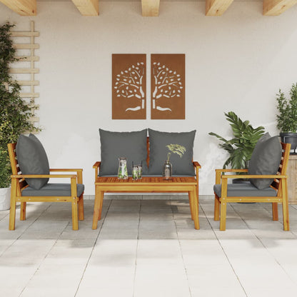 Finnek 4 Seat Garden/ Patio Set - Acacia Wood - 100cm