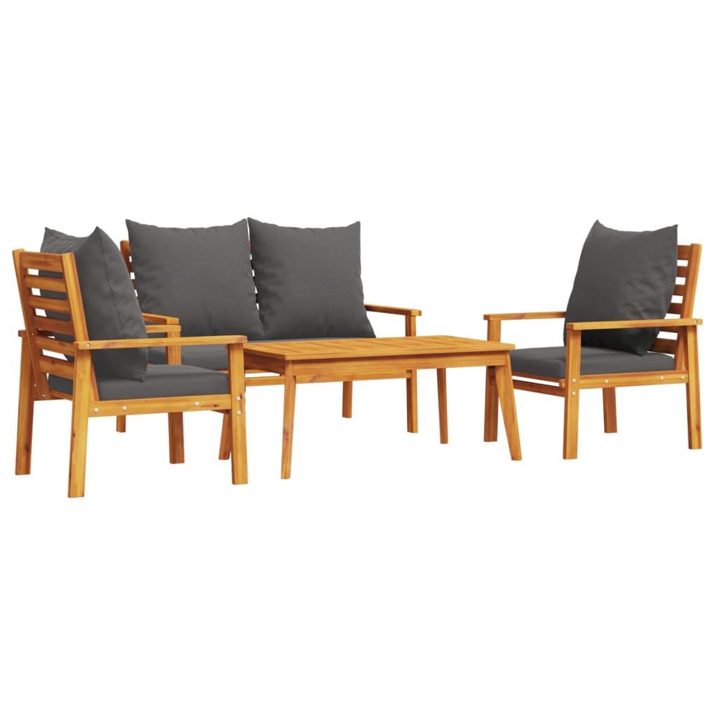 Finnek 4 Seat Garden/ Patio Set - Acacia Wood - 100cm
