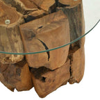 Isola Glass Top Coffee Table - Teak Wood - 60cm Handmade