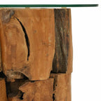 Isola Glass Top Coffee Table - Teak Wood - 60cm Handmade