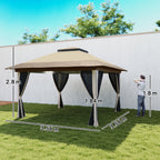 Outsunny 3.6 x 3.6m Pop-Up Gazebo, with Accessories - Beige