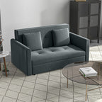 HOMCOM 2 Seater Sofa Bed with Hidden Storage, Pull Out Convertible Bed Settee, Modern Snow Flannel Loveseat Sofa Sleeper with 2 Cushions for Living Room, Guest Room, Dark Grey