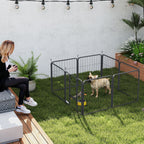 PawHut Eight-Panel Dog Playpen with Door, for Large Dogs, Indoors, Outdoors, 60cm Tall, Black