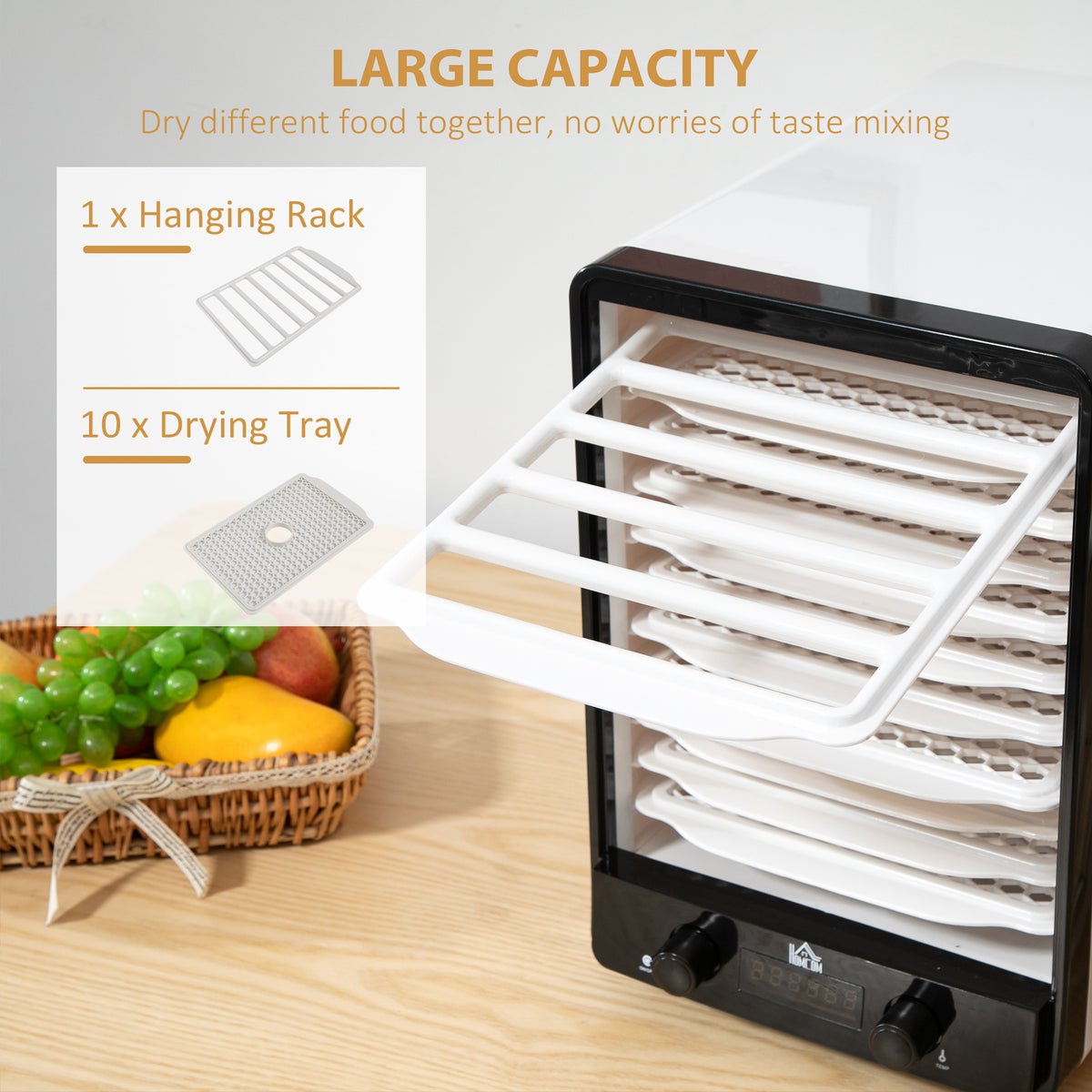 11-Tray Food Dehydrator, 40-70? Temperature and Timer