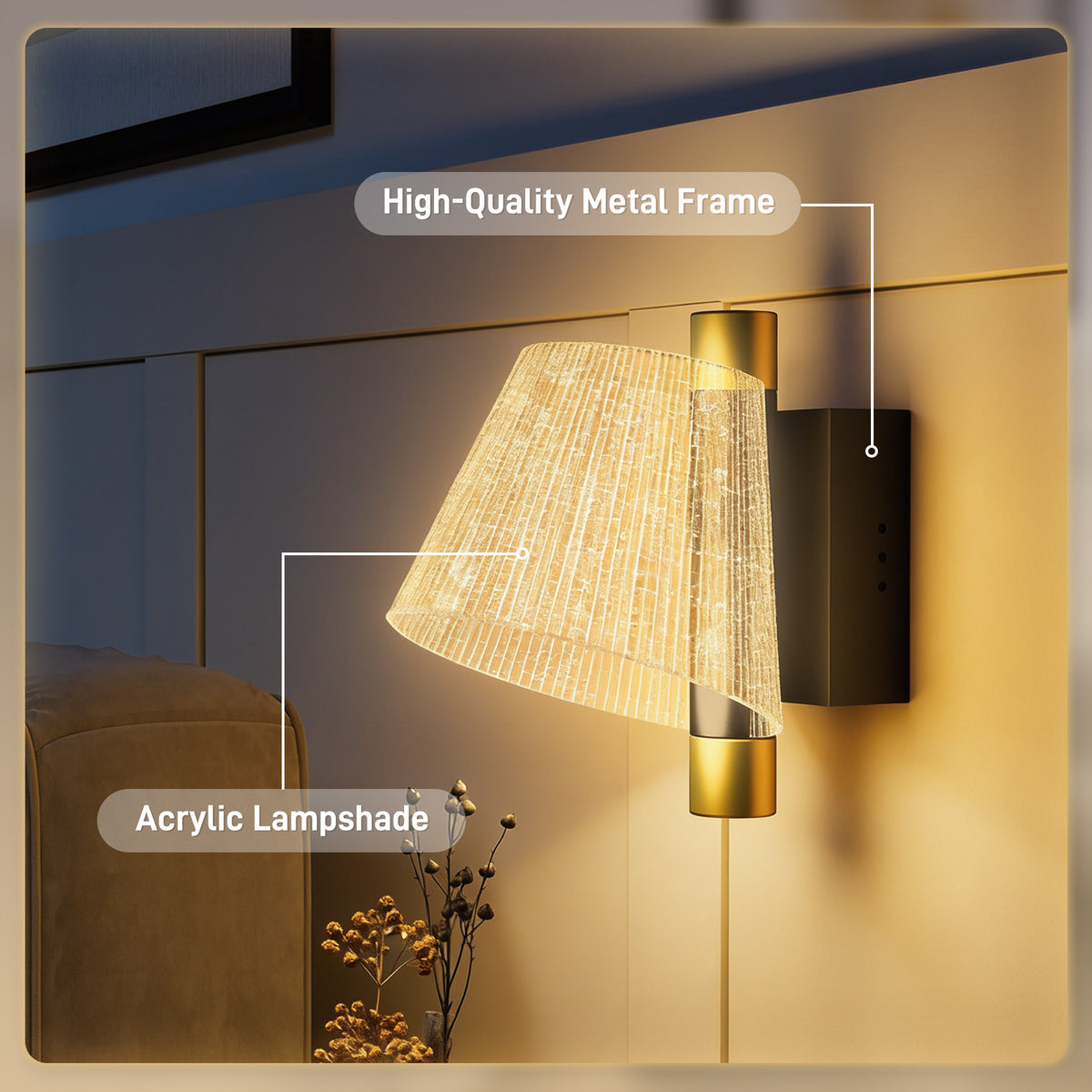 Led Wall Lamp 2 Pack, 5W Modern Indoor Starry Wall Light, Colour Temperature Adjustable 3000K/4000K/6500K, for Bedroom, Living Room, Hallway, Stairs, Black