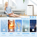 14000 BTU Mobile Air Conditioner, Smart Home WiFi Compatible, with Heater, Cooler, Dehumidifier, Fan, 24H Timer