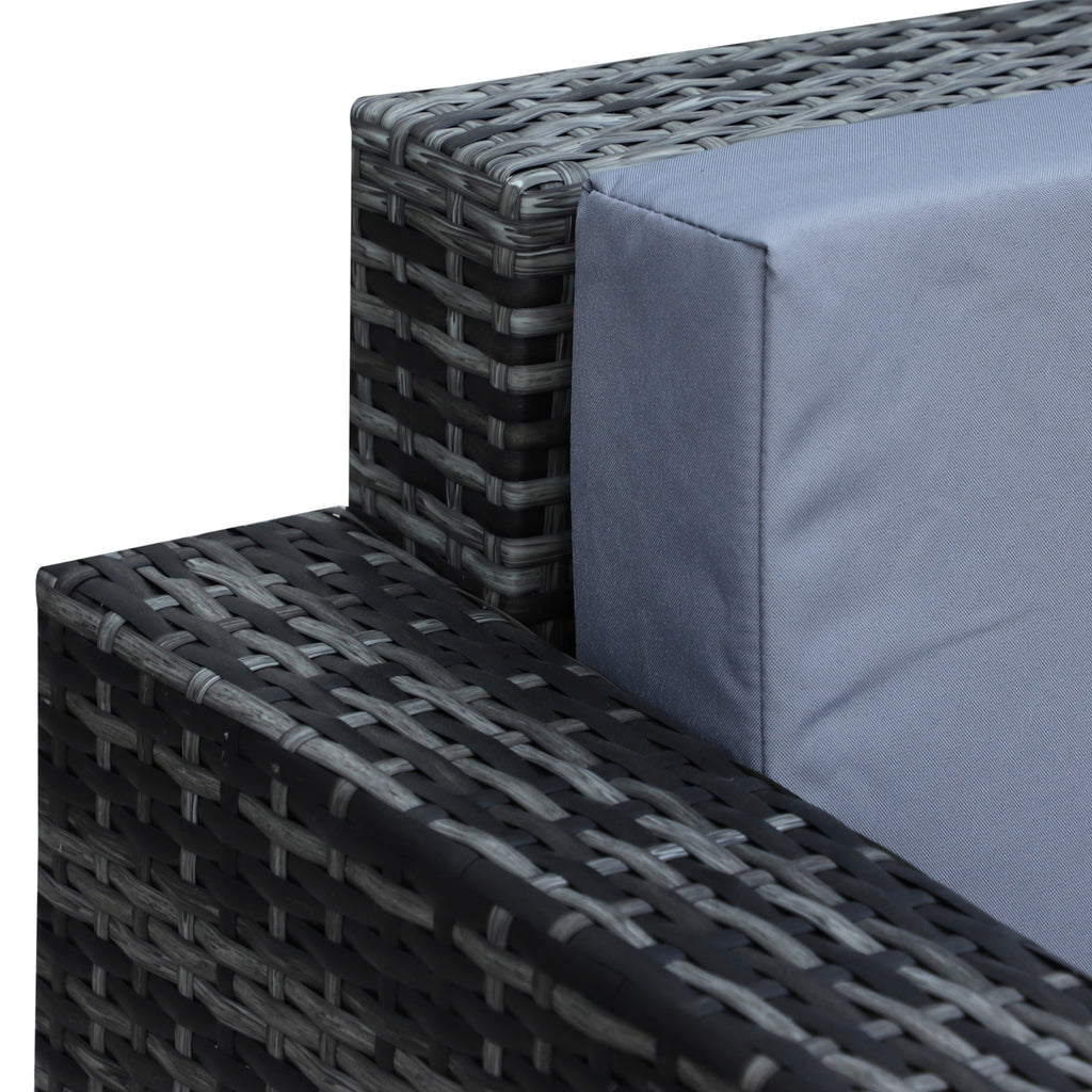 Outsunny 3 Seater All Weather Outdoor Sofa, Garden Rattan Sofa with Cushions and Mental Frame, Grey