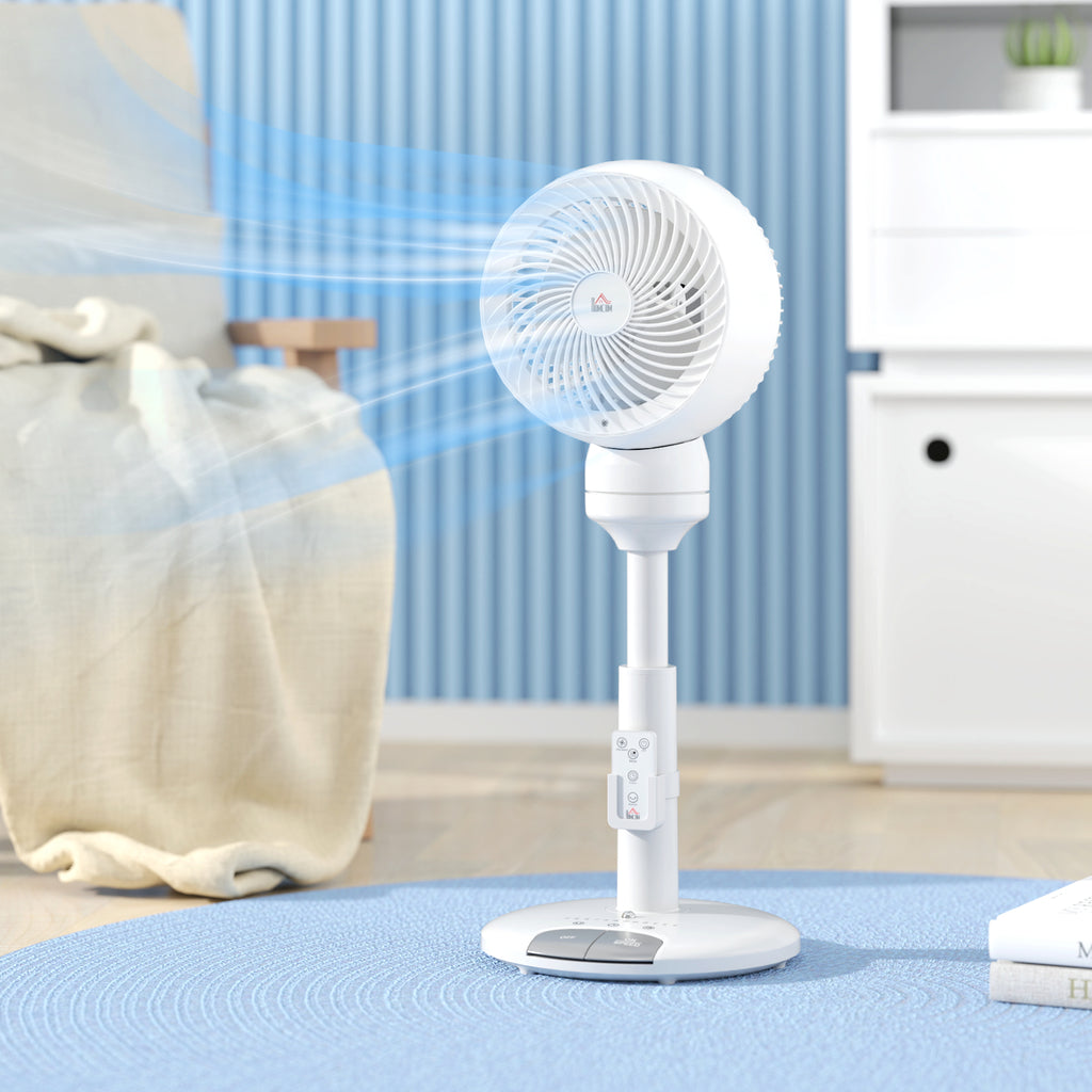 Standing Fan for Bedroom, 28" Pedestal Fan with Remote, 70° Oscillating, 90° Vertical Tilt, 3 Speeds, Adjustable Height, 7H Timer, Foot Button, White
