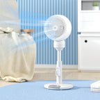 Standing Fan for Bedroom, 28" Pedestal Fan with Remote, 70° Oscillating, 90° Vertical Tilt, 3 Speeds, Adjustable Height, 7H Timer, Foot Button, White
