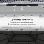 Outsunny 3 x 4m Aluminium Garden Gazebo, Marquee Canopy Shelter Pavilion Party Tent with Nets and Curtains for Garden and Deck, Light Grey