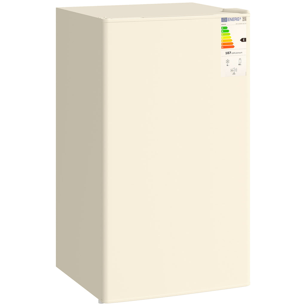 Under Counter Fridge, 91L Small Fridge with Chiller Box, Removable Shelf, Reversible Door, Adjustable Legs, Mini Refrigerator, Beige