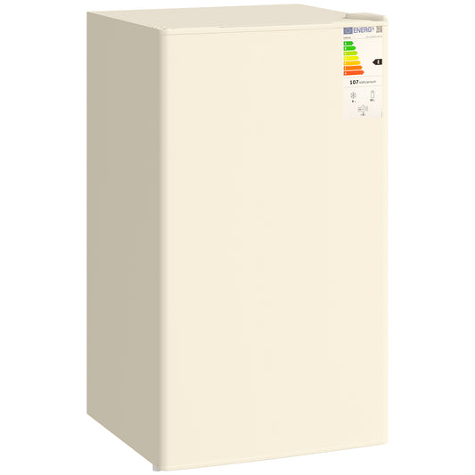Under Counter Fridge, 91L Small Fridge with Chiller Box, Removable Shelf, Reversible Door, Adjustable Legs, Mini Refrigerator, Beige