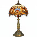 Tiffany Lamp, Stained Glass Table Lamp, Handcrafted Artisan Collectible, Suitable for Living Room and Bedside, Multi-Coloured, ?25 x 45Hcm, Zinc Alloy.