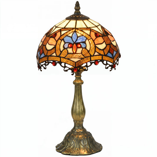 Tiffany Lamp, Stained Glass Table Lamp, Handcrafted Artisan Collectible, Suitable for Living Room and Bedside, Multi-Coloured, ?25 x 45Hcm, Zinc Alloy.
