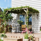 Outsunny Lean-To Wooden Pergola Kit, Decorative Garden Gazebo with Stable Structure and Concrete Anchors, 2.4 x 2.4m, Light Brown