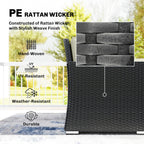 Outsunny 7 Pieces PE Rattan Garden Furniture Set, 50,000 BTU Gas Fire Pit Table, Double Corner Sofa and 3 Footstools