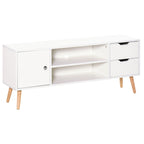 TV Stand for TVs up to 50", TV Console Cabinet with Open Storage Shelf and Drawers for Living Room, Entertainment Room and Bedroom, White