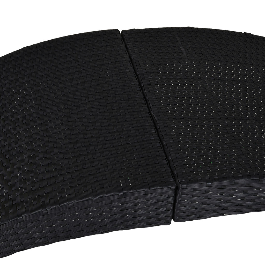 Outsunny Folding Sun Lounger, PE Rattan Garden Lounger Chair with Soft Padded Cushion, Ergonomic Curved Design Sun Bed for Balcony, Garden, Black