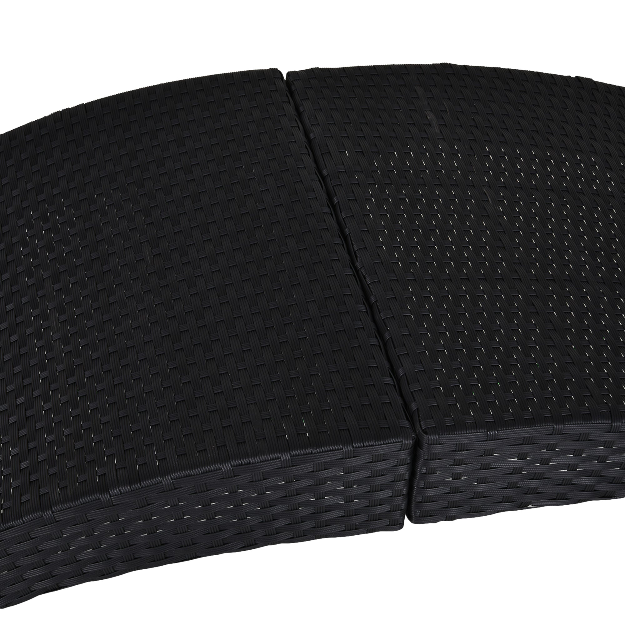 Outsunny Folding Sun Lounger, PE Rattan Garden Lounger Chair with Soft Padded Cushion, Ergonomic Curved Design Sun Bed for Balcony, Garden, Black