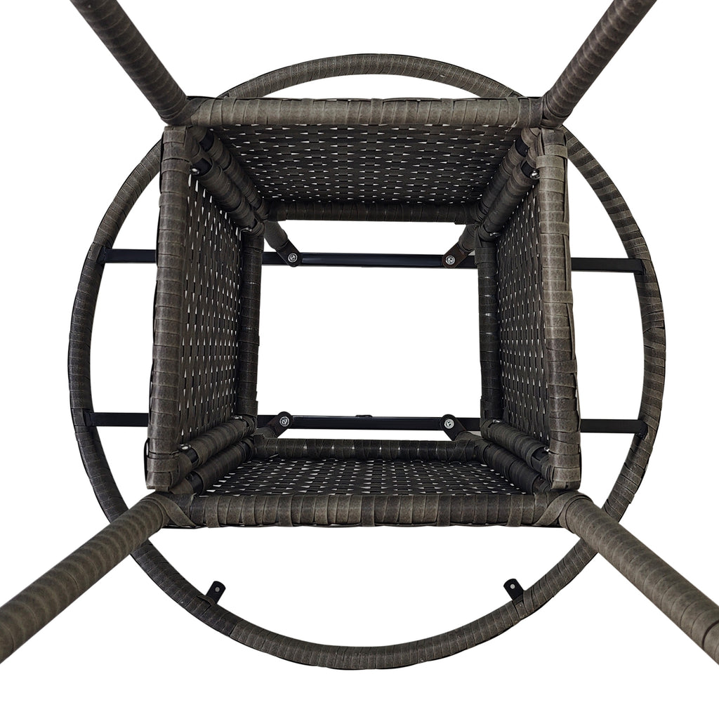 Outsunny 70 cm Wood-Effect Rattan Garden Table - Grey