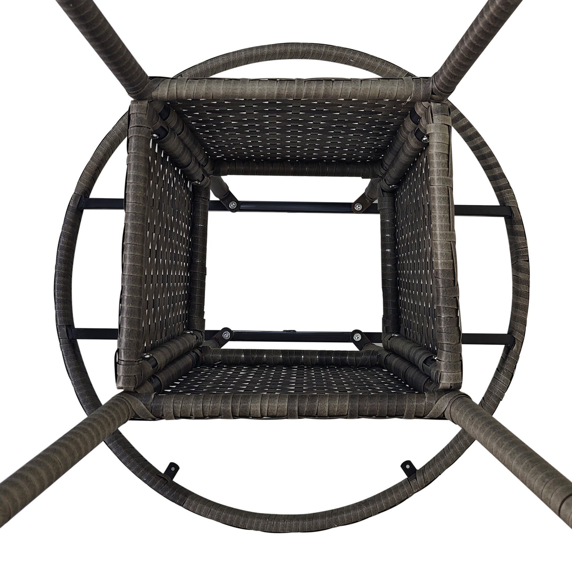 Outsunny 70 cm Wood-Effect Rattan Garden Table - Grey