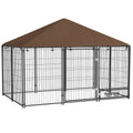 PawHut Outdoor Dog Kennel Puppy Play Pen with Canopy Garden Playpen Fence Crate Enclosure Cage Rotating Bowl 211 x 141 x 151 cm