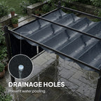 Outsunny 4 x 3 m Garden Pergola with Retractable Roof Canopy and Roll-Up Sides, Outdoor Gazebo Pergola Kit, Dark Grey
