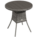 Outsunny 70 cm Wood-Effect Rattan Garden Table - Grey