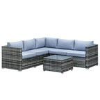 Outsunny Four-Piece Rattan Sofa Set with 11 Cushions, Steal Frame - Grey