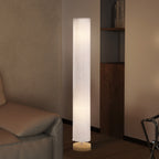 Floor Lamp for Living Room, 47" Modern Standing Lamp with Linen Shade, Wooden Base, Grey