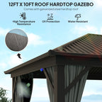 Outsunny 3.6 x 3 m Aluminium Hardtop Gazebo with Smart Drainage System and Ceiling Hooks- Dark Grey