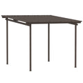 Outsunny 3 x 3(m) Garden Pergola with Waterproof Metal Roof, Lean to Pergola Hardtop Gazebo, Brown