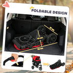 PawHut Dog Stroller Foldable Pet Pram, 3 Wheels Dog Pushchair with Brake, for Small Miniature Breeds, Cats, Red