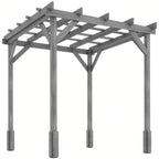 Outsunny 2 x 2m Wooden Pergola Kit, Decorative Garden Gazebo Shelter with Stable Structure for Climbing Vines, Flowers, Grey