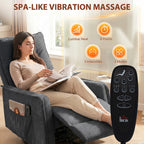 HOMCOM Recliner Armchair, Chenille Recliner Chair with Massage and Heat, 360° Swivel Rocking Manual Recliner, Dark Grey