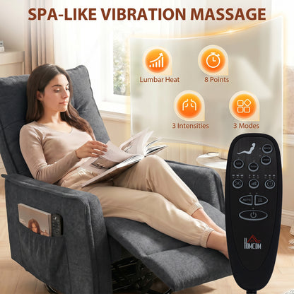 Recliner Armchair, Chenille Recliner Chair with Massage and Heat, 360° Swivel Rocking Manual Recliner, Dark Grey