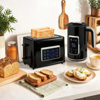 Touch Screen Kettle and Toaster Set - Black