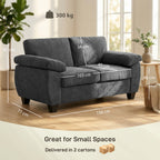 HOMCOM 2 Seater Sofa, 156cm Chenille Loveseat Sofa, Dark Grey