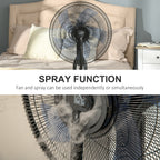 Spray Misting Fan, Floor Fan with Water Mist Spray, 70° Oscillation, Tilt Head, 3 Speeds, 2.8L Water Tank, Black