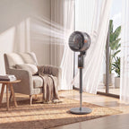 20 dB Silent Standing Fan for Bedroom, 44" Pedestal Fan with 90° Oscillating, 8 Speeds and LED Light, Grey