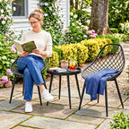 Outsunny 3-Piece Outdoor Bistro Set with 2 Chairs and Round Table for Garden, Balcony, Porch, Black