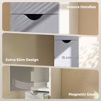 HOMCOM Tall Bathroom Cabinet, Freestanding Slim Bathroom Storage Cabinet with 2-Tier Open Shelf and 2 Drawers for Small Space, Narrow Cupboard Storage Unit, White and Grey