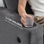 HOMCOM 3 Seater Sofa with USB Ports & Cup Holders - Grey
