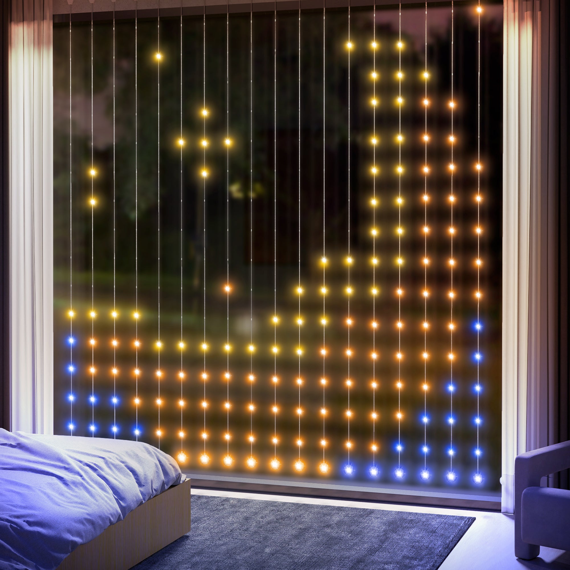 LED Curtain Lights, Smart Curtain Fairy Plug In, Colour Changing Wall Lights with Remote, App, Dynamic DIY Hanging Window String Lights for Bedroom Living Room, 3x3(m), 400 RGBIC LED