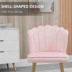 HOMCOM Velvet-Feel Shell Accent Chair with Metal Legs and Comfort Padding - Pink