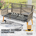 Outsunny 4 Piece Rattan Garden Furniture Set with Loveseat, Armchairs, Wood Table, Wicker Patio Conversation Set, Cream White