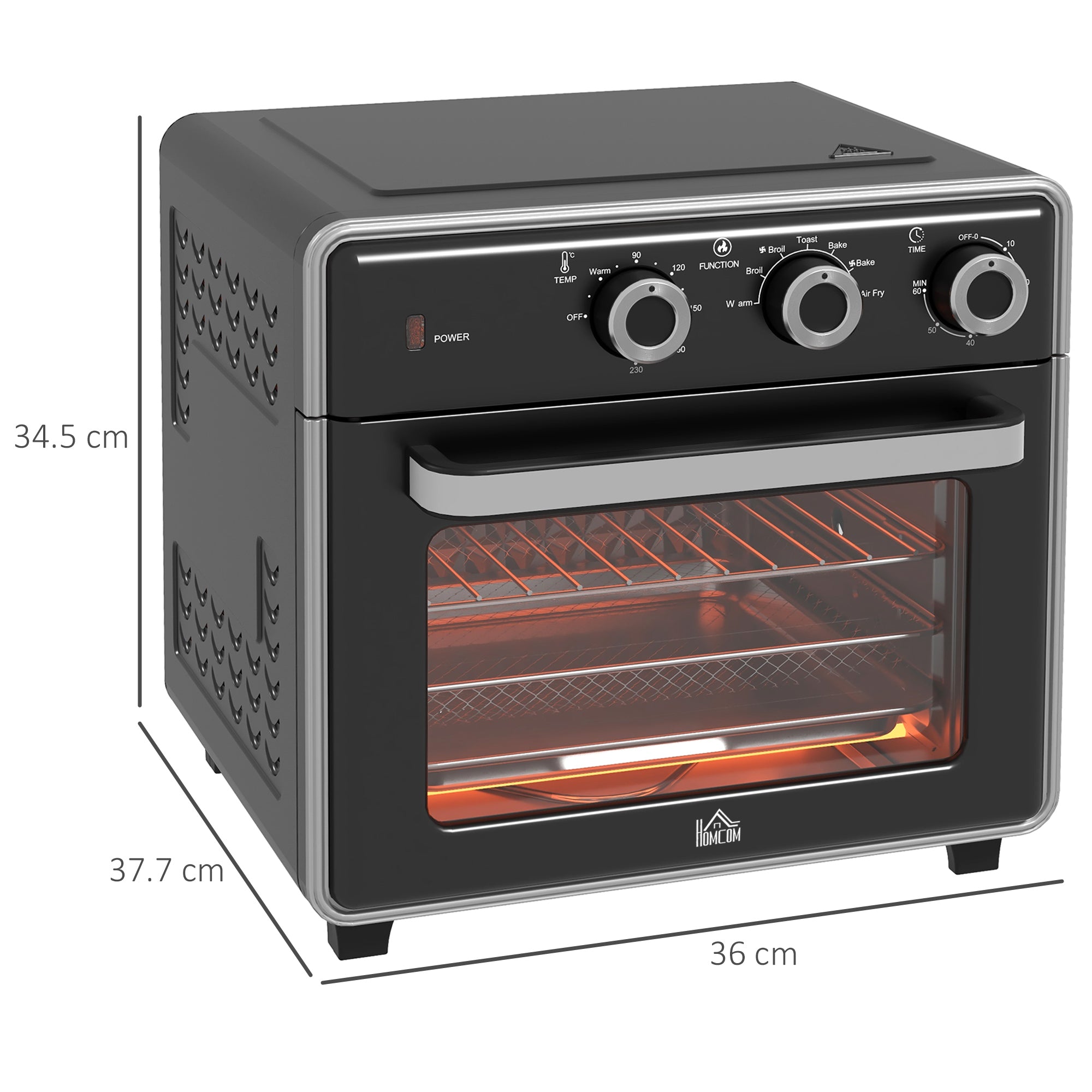 20L 90-230? Mini Convection Oven, with Air Fry Function - Black