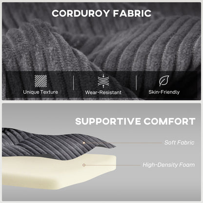2 Seater Click Clack Sofa Bed with Pull Out Design, Corduroy Upholstery - Charcoal Grey