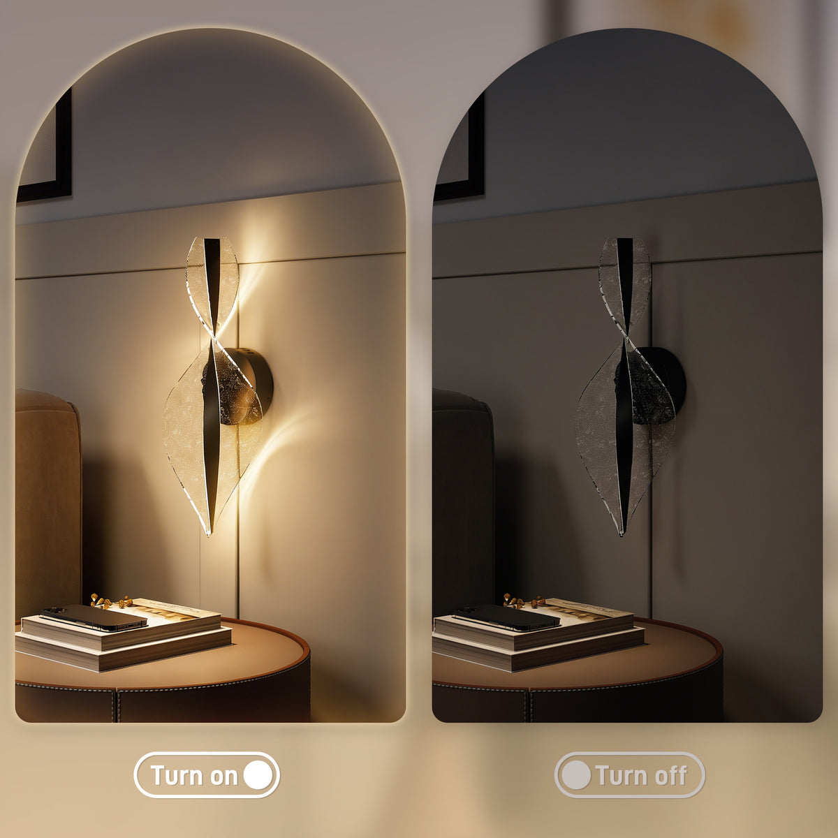 Led Wall Lamp 2 Pack, 13W Modern Indoor Spiral Wall Light, Colour Temperature Adjustable 3000K/4000K/6500K, for Bedroom, Living Room, Hallway, Stairs, Black